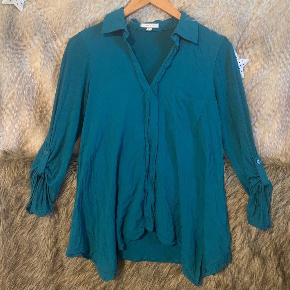 Nordstrom Pleione Long Sleeve Teal Shirt